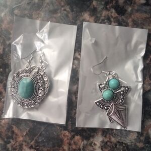 Silver and Turquoise Earrings Set